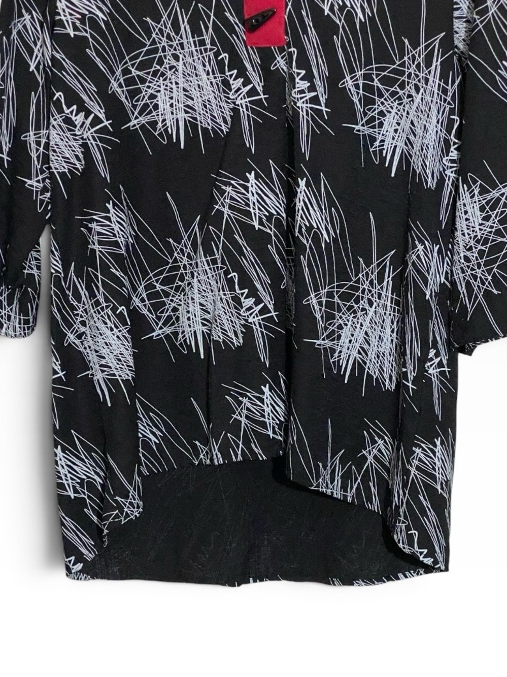 Black White Abstract Scribble Tunic Top M 3/4 Sleeve Artsy Lagenlook Art Teacher - Picture 4 of 9